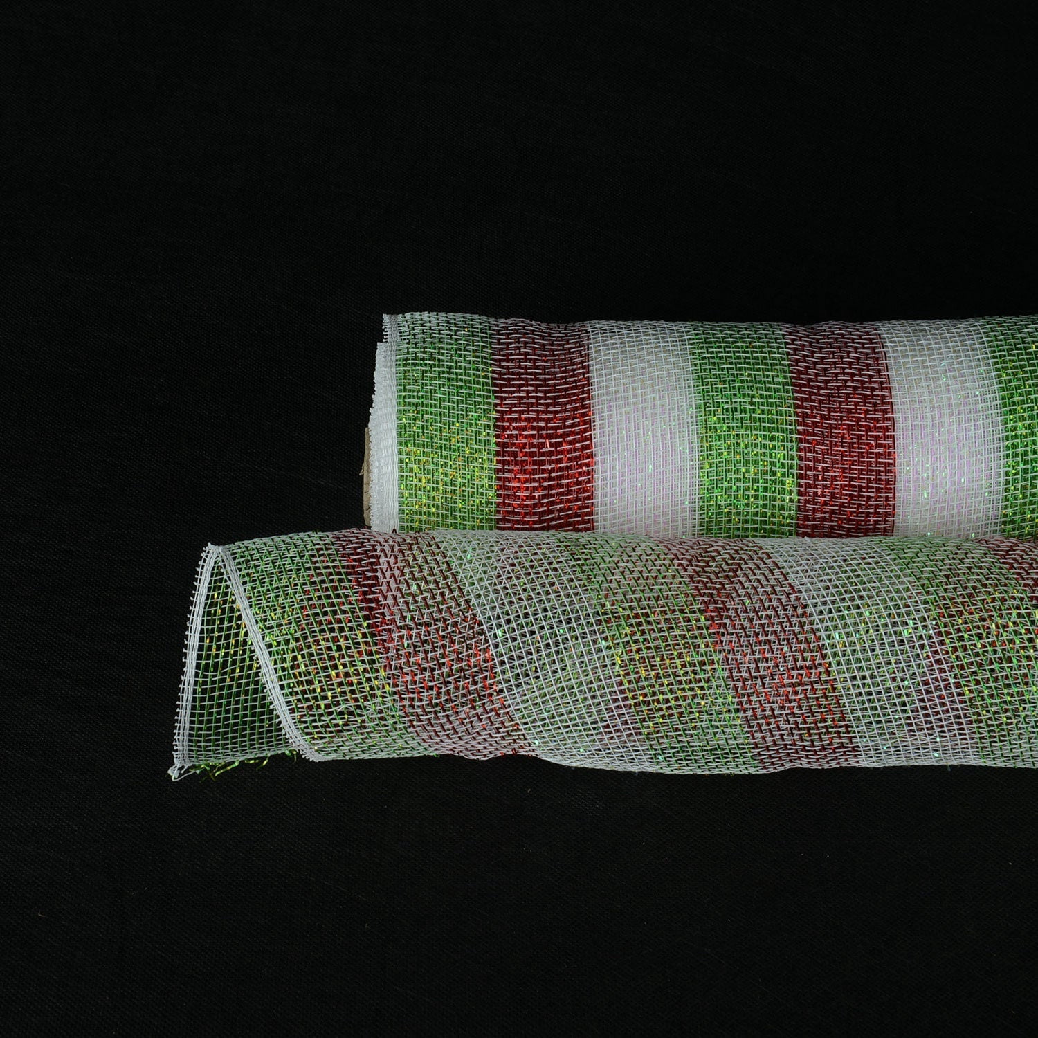 Deco Mesh Wraps Apple Green, Red, White - Poly Deco Mesh Wrap with Laser Mono Stripe ...