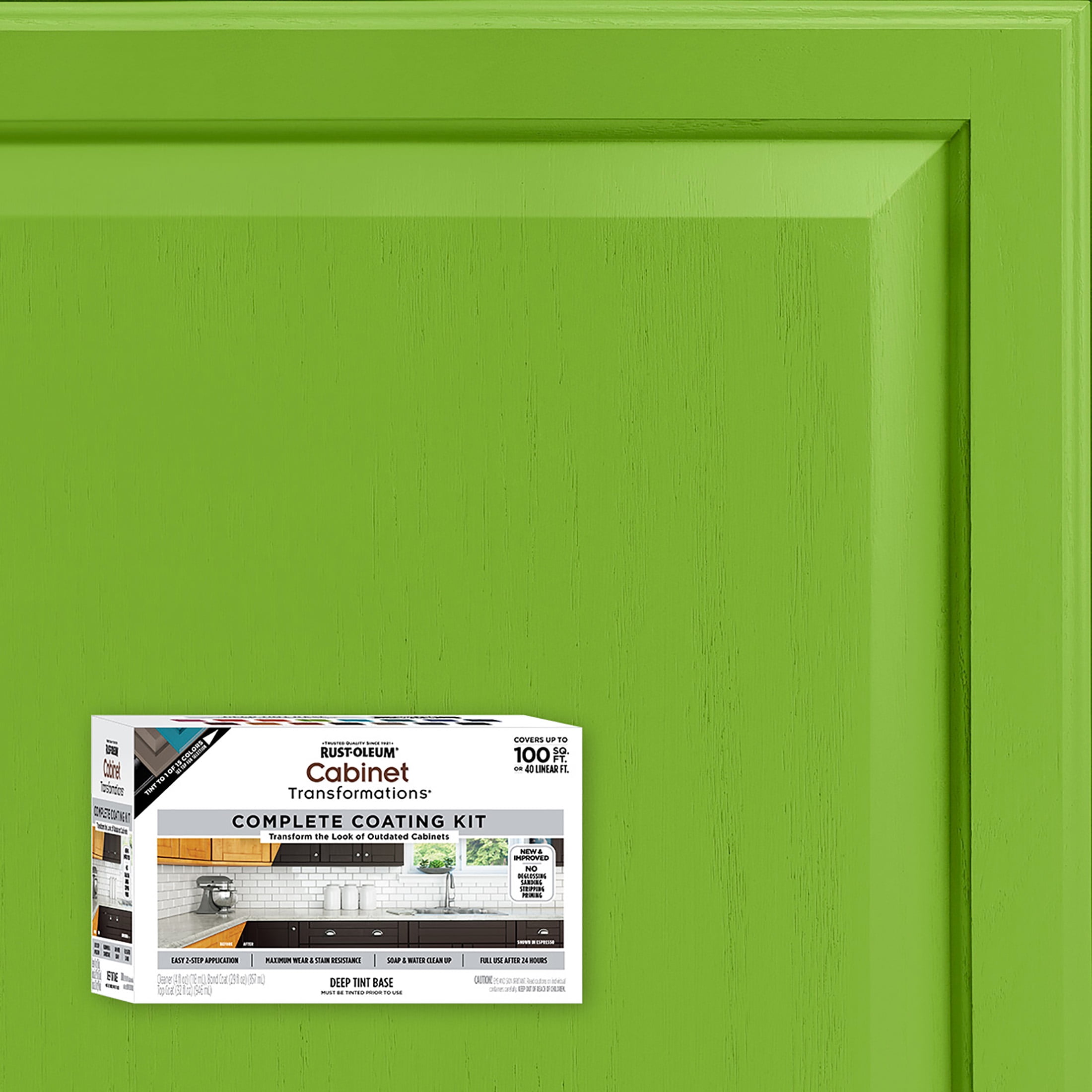 Apple Green, Rust-Oleum Cabinet Transformations Satin Coating Kit-38039004T, Quart