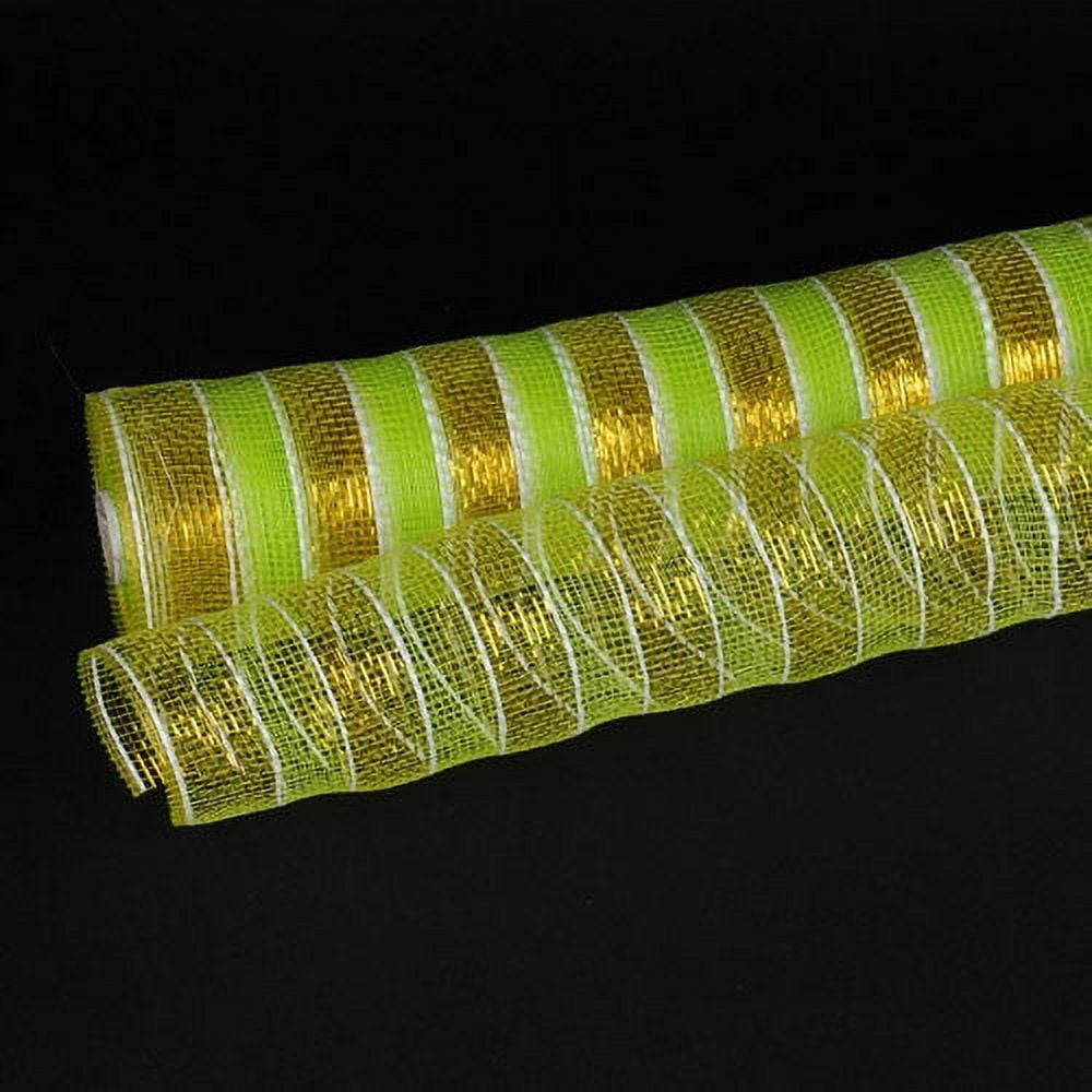 Apple Green with Gold - Poly Deco Mesh Wreath Material with Laser Mono ...