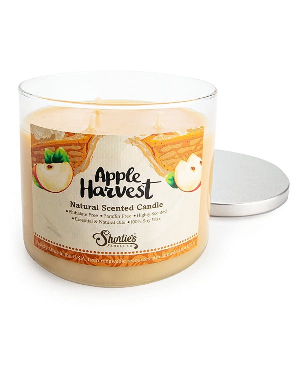 Apple Harvest Scented 3 Wick Candle All Natural Made with 100
