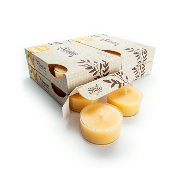 Apple Harvest Tealight Candles Bulk Pack - 24 Beige Premium Scented Tea Lights - Natural Oils - Shortie's Candle Company