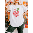 thumbnail image 1 of Apple Heart Pattern Fruit Graphic Unisex T-Shirt Cute Autumn Daily Style up to size 5XL, 1 of 2