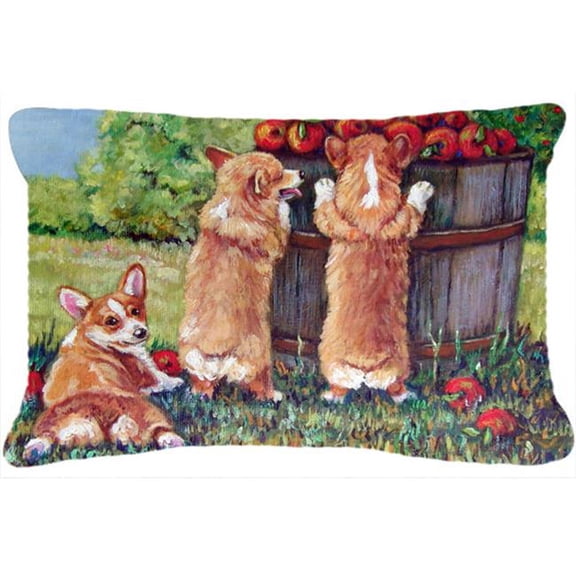 Apple Helper Corgis Fabric Decorative Pillow