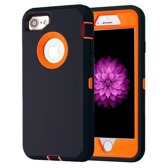 Apple IPhone 6/6S / IPhone 7 / IPhone 8 Heavy Duty Defender Armor Hybrid Case Cover With Clip Black Orange