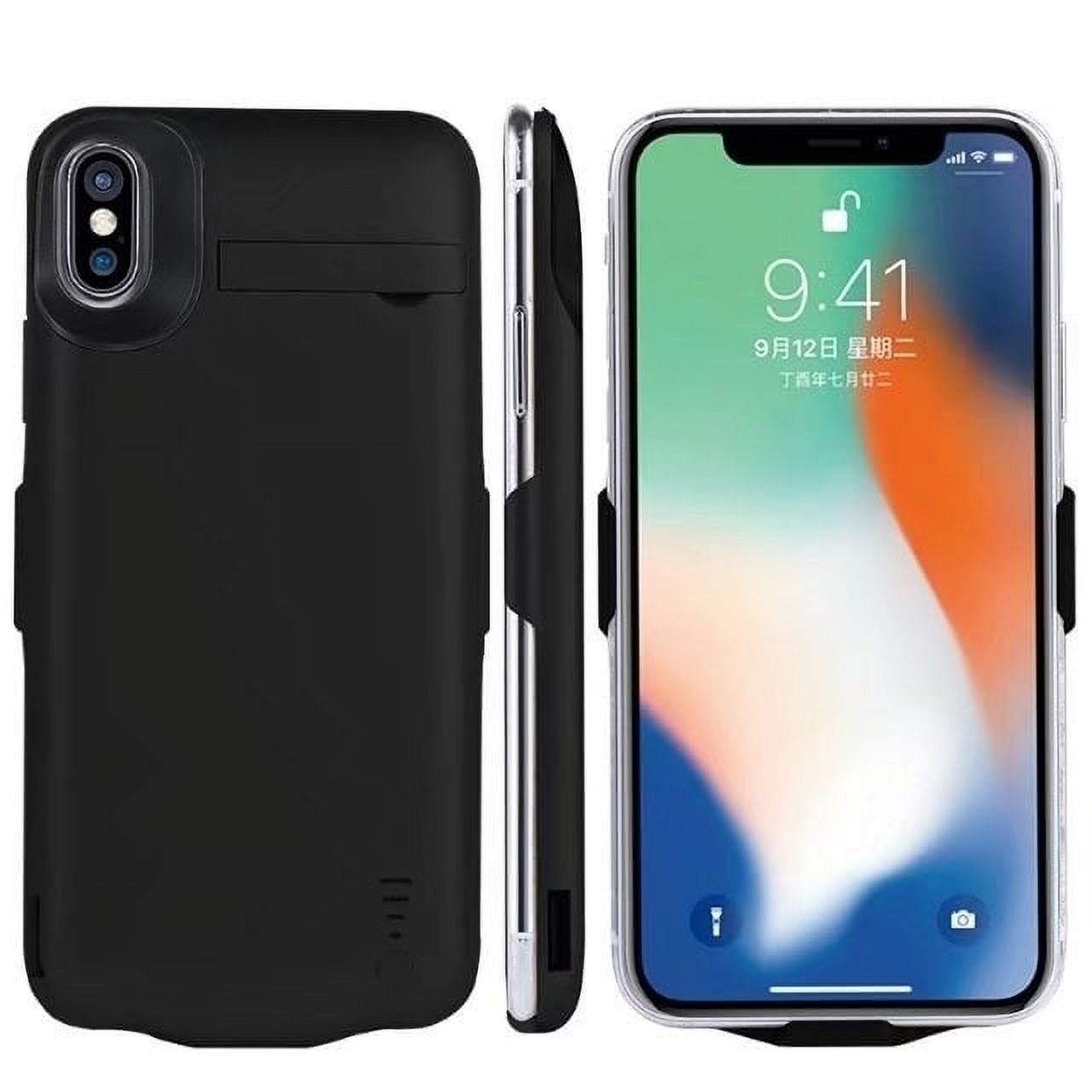 Apple IPhone X / IPhone XS Rechargeable External Battery Portable Power Charger Protective Charging Case 5000mAh with Stand - image 1 of 4