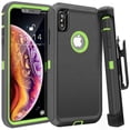 thumbnail image 1 of Apple IPhone XR Heavy Duty Defender Armor Hybrid Case Cover With Clip Dark Gray Green, 1 of 4
