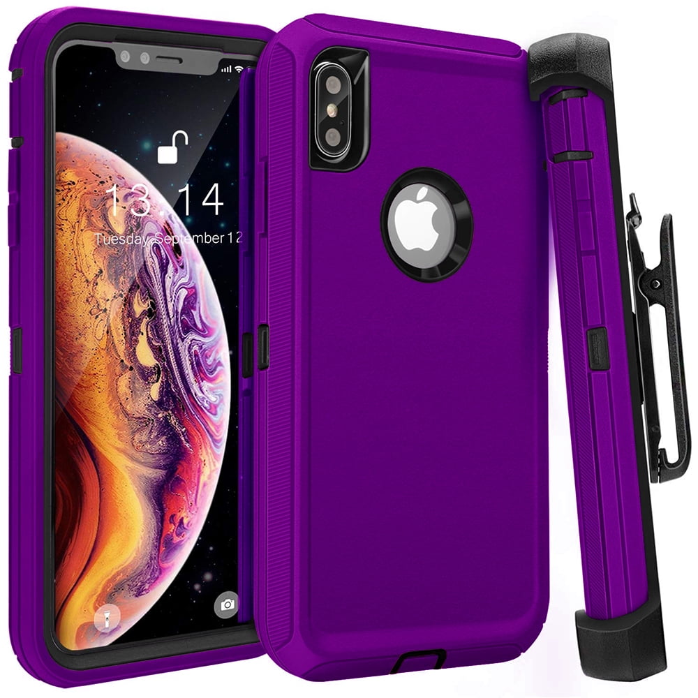 Apple IPhone XR Heavy Duty Defender Armor Hybrid Case Cover With Clip