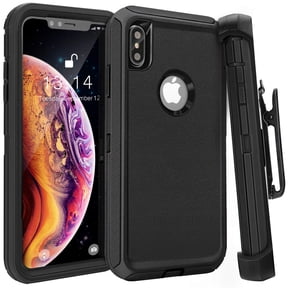 Apple IPhone XS Max Heavy Duty Defender Armor Hybrid Case Cover With Clip Black Black