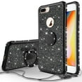 thumbnail image 1 of Apple Iphone 8 Case,Iphone 7 Case,Glitter Cute Phone Case Girls Kickstand,Bling Diamond Rhinestone Bumper Ring Stand Sparkly iPhone 7/8 - Black, 1 of 6
