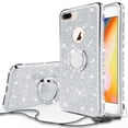 thumbnail image 1 of Apple Iphone 8 Case,Iphone 7 Case,Glitter Cute Phone Case Girls Kickstand,Bling Diamond Rhinestone Bumper Ring Stand Sparkly iPhone 7/8 - Silver, 1 of 6