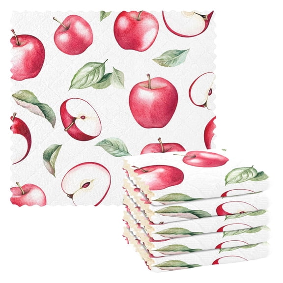 Apple Kitchen Cloth Dish Towels for Drying Washing Absorbent Dish Rags Reusable soft kitchen dishcloth set 6 Pack