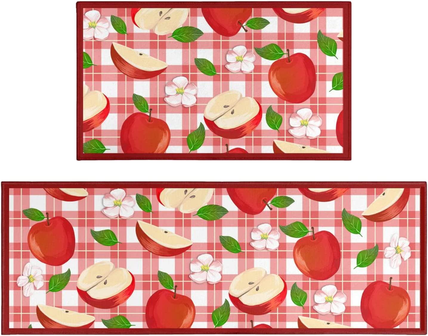 Apple Kitchen Mat Rug Set of 2 Apple Kitchen Rugs with Runner, Apple