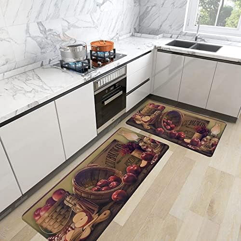 Apple Kitchen Rugs 2 Piece Apples Farmhouse Decor Anti Fatigue Kitchen