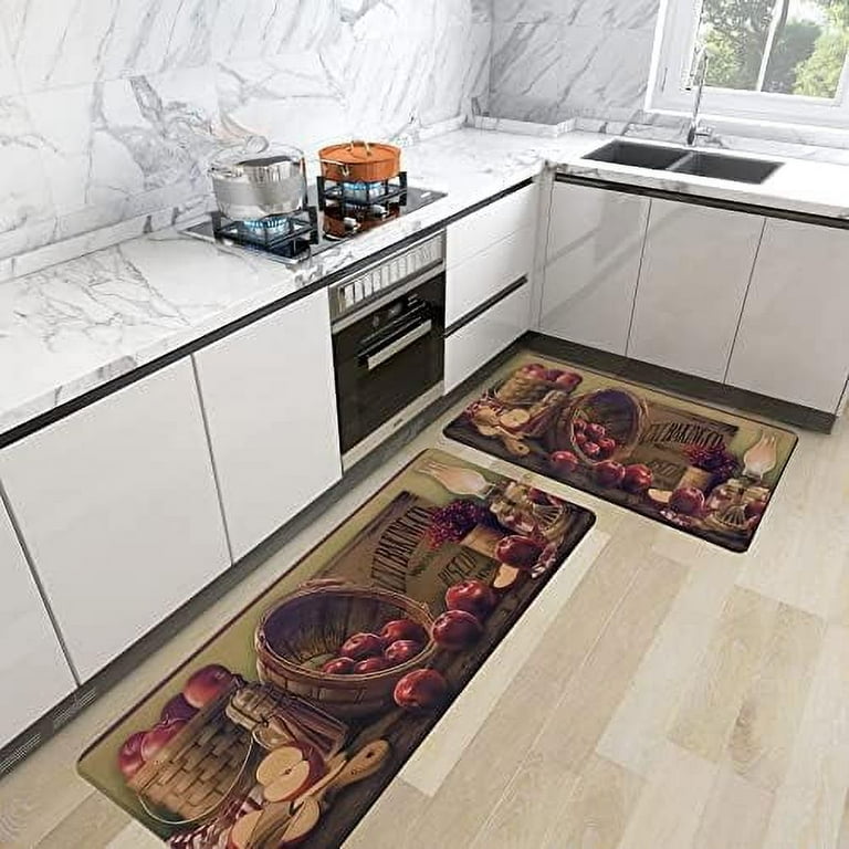 Apple Kitchen Rugs 2 Piece Apples Farmhouse Decor Anti Fatigue