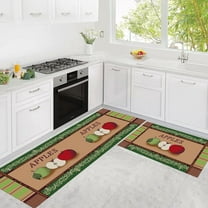 Apple Kitchen Rugs Kitchen Mats for Floor 2 Piece, Anti Fatigue Floor Mat for Kitchen, Kitchen Floor Mats for in Front of Sink and Kitchen Matt for Standing for Apple Kitchen Decor 17"X30" 17"X47"