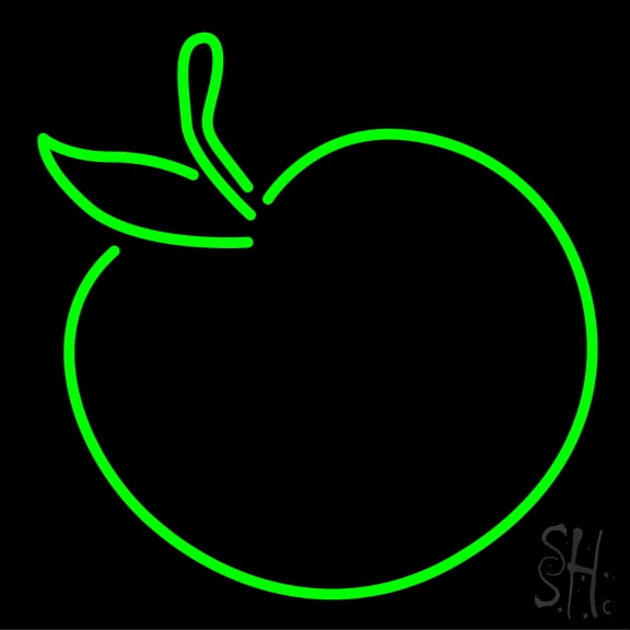 Apple LED Neon Sign 24 x 24 - inches, Black Square Cut Acrylic Backing, with Dimmer - Bright and Premium built indoor LED Neon Sign for restaurant window and interior decor.
