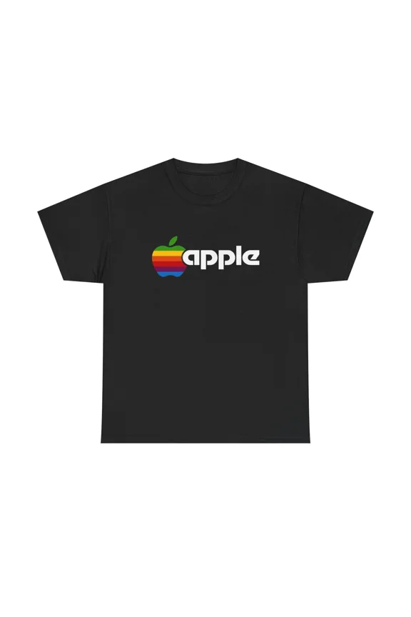 Apple Logo Tshirt Retro Gaming Unisex Heavy Cotton Tee