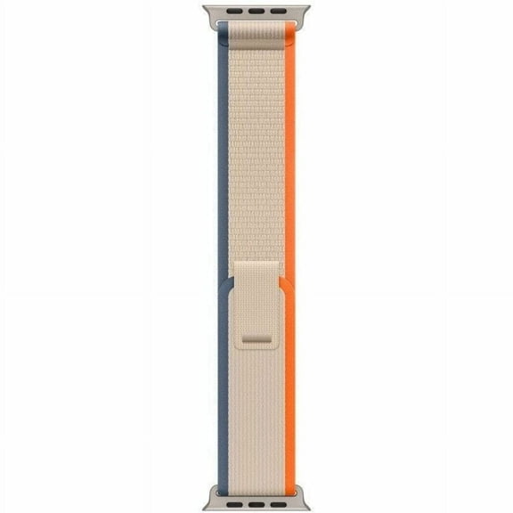 Apple Watch Band - Trail Loop (49mm) - Orange/Beige with Rugged Titanium Finish - S/M