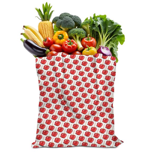 Apple Lover Canvas Tote Bag Red Green Fruit Classic Cute Cartoon Pattern Print Design Apple Painting Aesthetic Kawaii Funny Leaves Candy Reusable Eco-Friendly Lightweight Foldable Shopping Bag