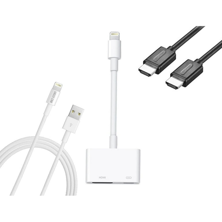 Apple MD826 Adapter with HDMI Cable and Lightning Cable Bundle Used Pristine