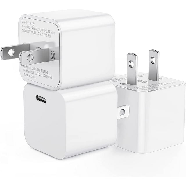 【Apple MFi Certified】3 Pack iPhone 14 13 12 Fast Charger Block USB C PD