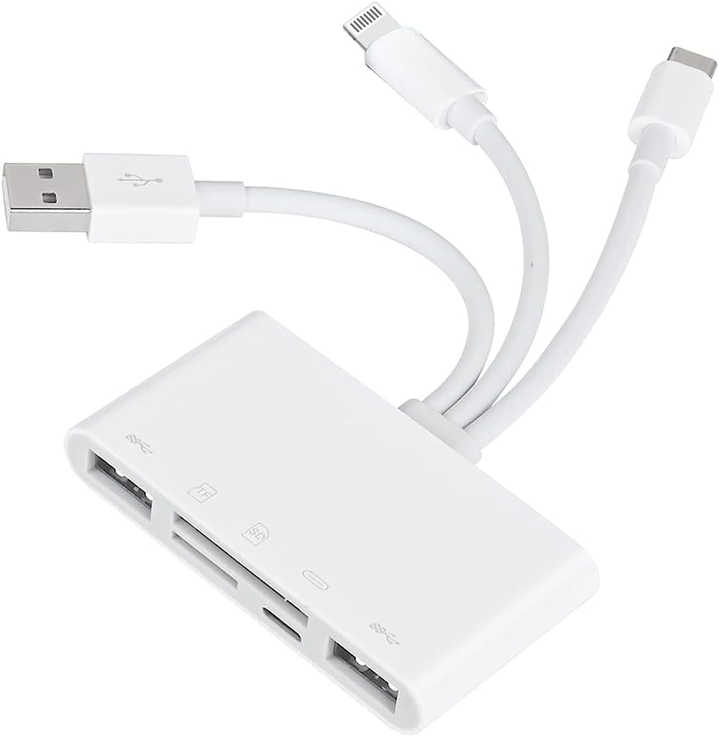 Apple MFi Certified 5in1 Memory Card Reader for iPhone/iPad, USB OTG