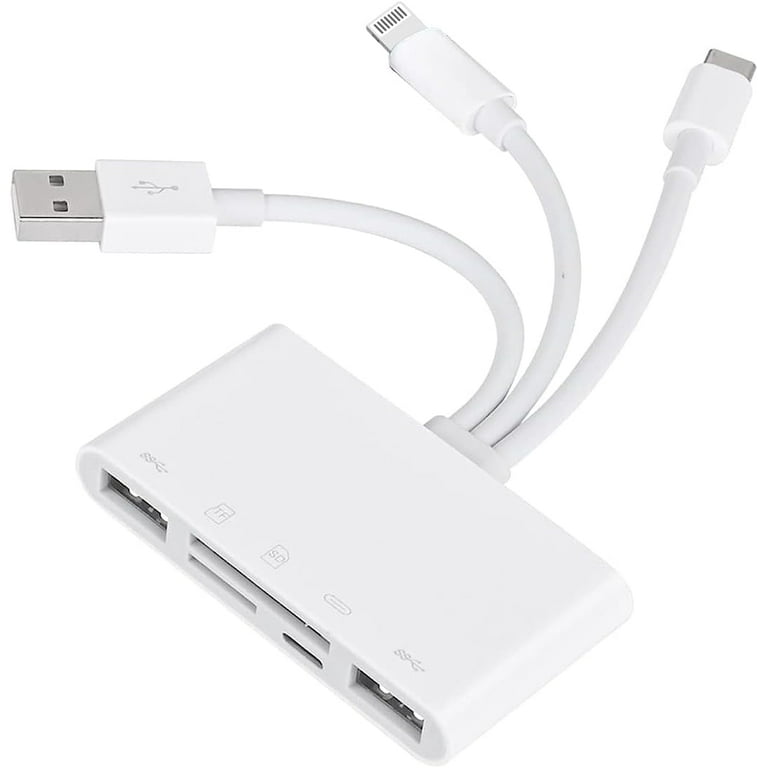 Apple MFi Certified 5-in-1 Memory Card Reader for iPhone/iPad, USB 