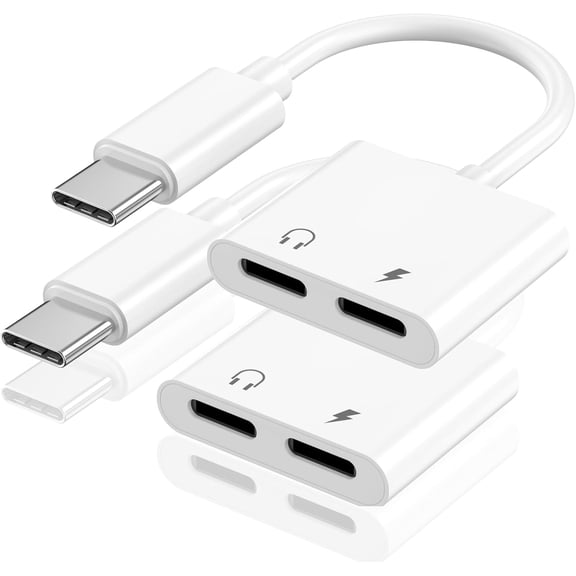 [Apple MFi Certified] Dual USB C Headphone and Charger Adapter for iPhone 17, 2 Pack USB Type C to Aux Audio + Charge Dongle Adapter for iPhone 17/17 Pro/17 Pro Max/Air/16/16 Pro Max/15/15 Pro Max