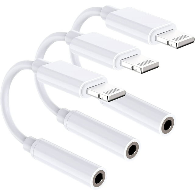 Apple MFi Certified 3Pack iPhone 13 Headphone Adapter, Lightning to 3