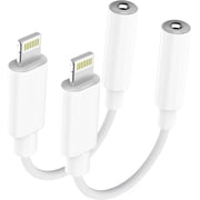 Apple MFi Certified Lightning to 3.5mm Headphone Jack Adapter 2 Pack with Microphone   Hi-Fi Audio Dongle Aux Converter Cable with DAC Chip Earphones Adapter Compatible with iPhone 14/13/12/11/XR/8/7