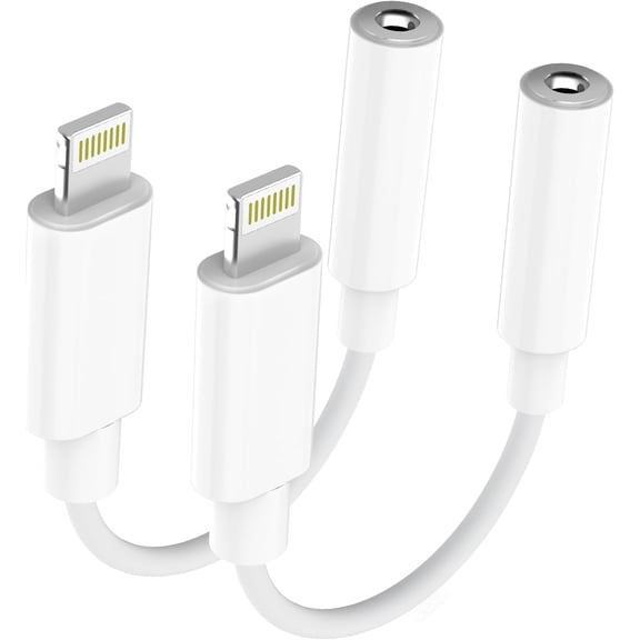 Apple MFi Certified Lightning to 3.5mm Headphone Jack Adapter 2 Pack with Microphone Hi-Fi Audio Dongle Aux Converter Cable with DAC Chip Earphones Adapter Compatible with iPhone 14/13/12/11/XR/8/7