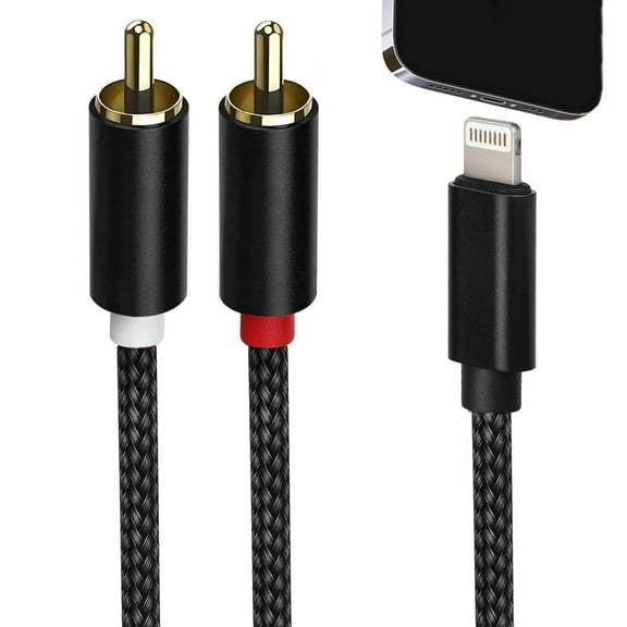 [Apple MFi Certified] Lightning to RCA Cable Audio Aux Adapter，2-Male Y Splitter Aux Cord Compatible with iPhone 14 13 12 11 Pro XS XR X 8 7 for Amplifier, Car, Home Theater, Speaker and More (6FT)