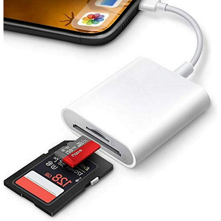 Apple Lightning to SD & TF Card Dual Slot Reader for iPhone/iPad, 2 in 1  Micro SD TF Trail Camera Viewer Memory Card Adapter, Plug and Play