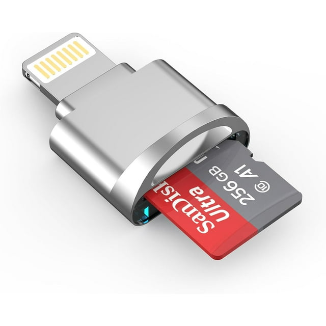 Apple MFi Certified Lightning to Micro SD Card Reader for iPhone & iPad, Supports iOS 16