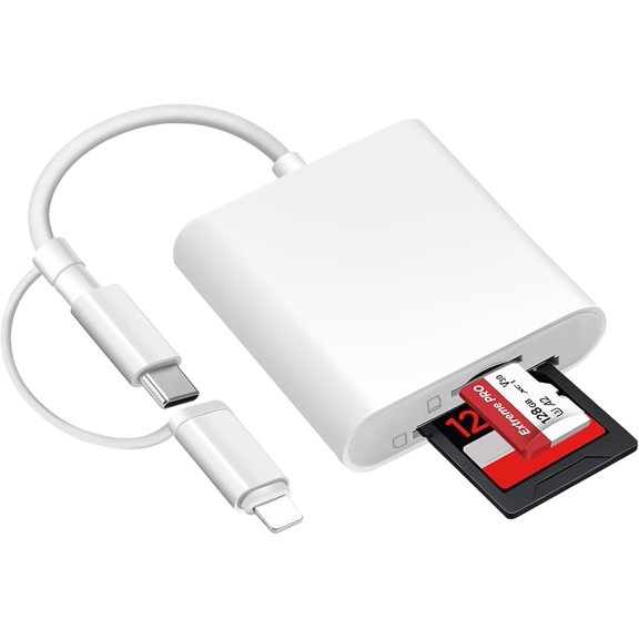 [Apple MFi Certified] SD Card Reader for iPhone iPad, USB C & Lightning Dual Interface Memory Card Reader, Digital Camera Adapter to iPhone, Trail Game Camera Viewer Supports SD/TF Card, Plug & Play
