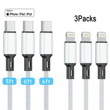 [Apple MFi Certified]USB C to Lightning Cable, 3Pack 3/6/6FT Charger Cable, Nylon Braided Type C Charging Cord Compatible for iPhone 13 13 Pro Max 12 12 Pro Max 11 XS iPad AirPods Pro(Silver)