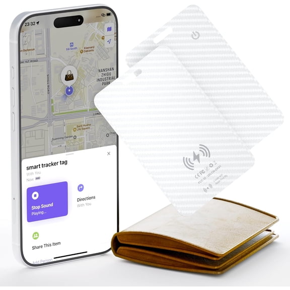 [Apple MFi Certified] Wallet Tracker Card with Apple Find My (iOS Only) Rechargeable Air Tracker Tags Bluetooth Wallet Finder IP68 Waterproof GPS Tracker Item Finder for Keys, Bags, Passport Black