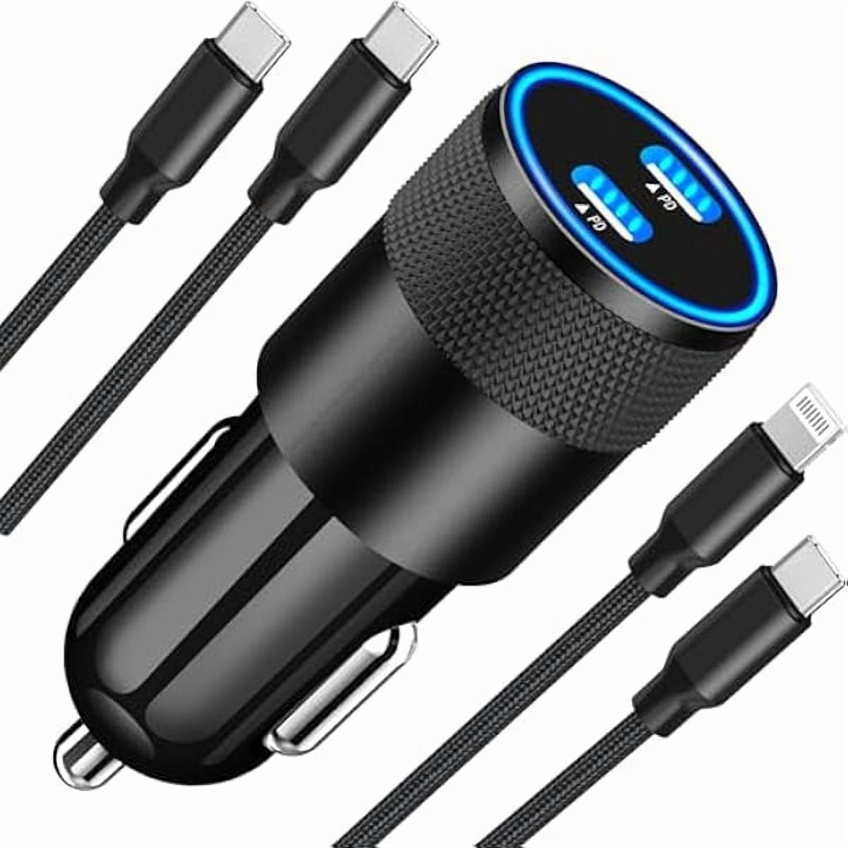 [Apple MFi Certified] iPhone 16 Car Charger, 72W Dual PD Car Power Adapter  USB-C Fast Charging Cigarette Lighter with 2Pack Type-C Braided Cable for  