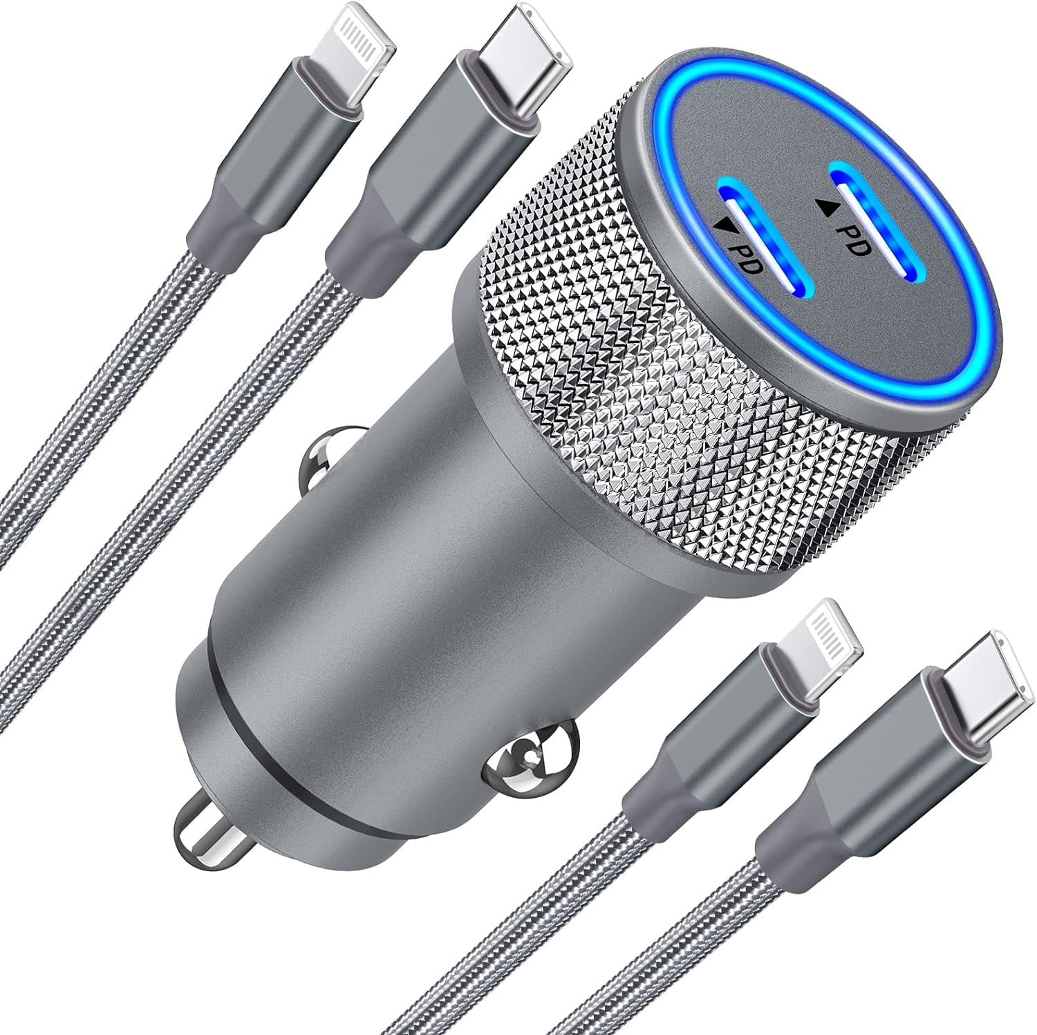 [Apple MFi Certified] iPhone Fast Car Charger,JINGYANG 60W Dual USB C