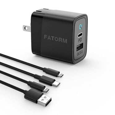 [Apple MFi Certified] iPhone Fast Charger, Wall Charger 20W 2 Ports PD/QC3.0 Power Adapter with 2 Pack 6FT Lightning Cables Compatible with iPhone 14/14 Pr , Black,