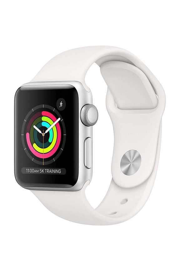 Pre-Owned Apple, MQL12LL/A-B-Stock, Watch Series 3, Smart Watch, GPS, 8 GB, Time Display, Accelerometer, GPS, Elevation Tracker, Notifications, Heart Rate Monitor, Silver Aluminum Case with White Sport Band/42MM, 1, 1