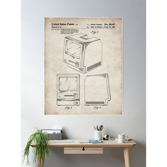Apple Macintosh Patent - Apple Art - Antique Poster Wall Art, Modern Wall Decor For Living Room Bedroom, 8x12 UNFRAMED