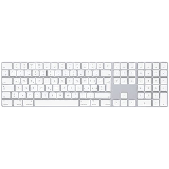 Restored Apple Magic Keyboard with Numeric Keypad (Wireless, Rechargable) (Swiss) - Silver