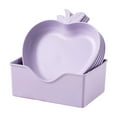 thumbnail image 1 of Apple-Model 5pcs Dinner Plates Dinnerware Dishes Set with Holder 6 Inch Food Plate Saucers Tray Fruits Snack Bowls BPA Free (Purple), 1 of 6
