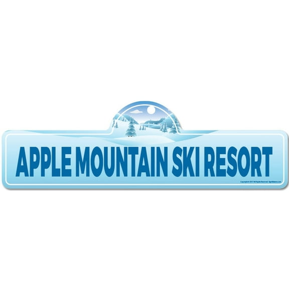 Apple Mountain Ski Resort Street Sign | Indoor/Outdoor | Skiing Skier Snowboarder Décor for Ski Lodge Cabin Mountian House | SignMission personalized gift
