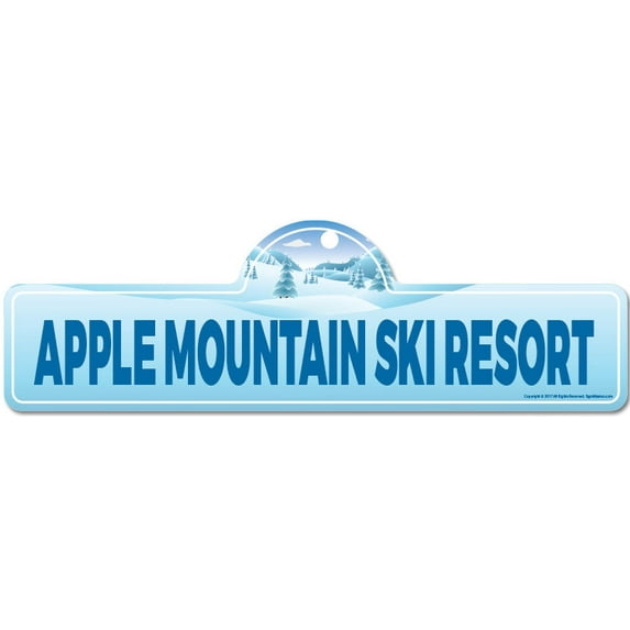 Apple Mountain Ski Resort Street Sign | Indoor/Outdoor | Skiing Skier Snowboarder Décor for Ski Lodge Cabin Mountian House | SignMission personalized gift