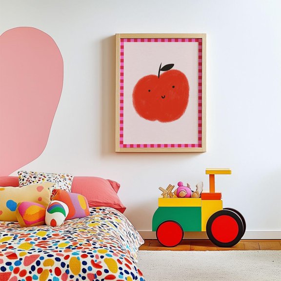 Apple Nursery Retro Room Wall Art, Unframed Paper Poster 16x20in