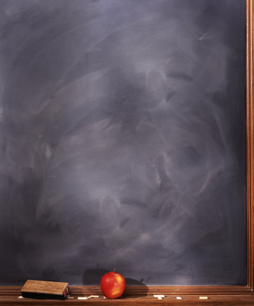 Apple On Ledge Of Blackboard Canvas Art - Bruno Crescia Design Pics (28 x 34)