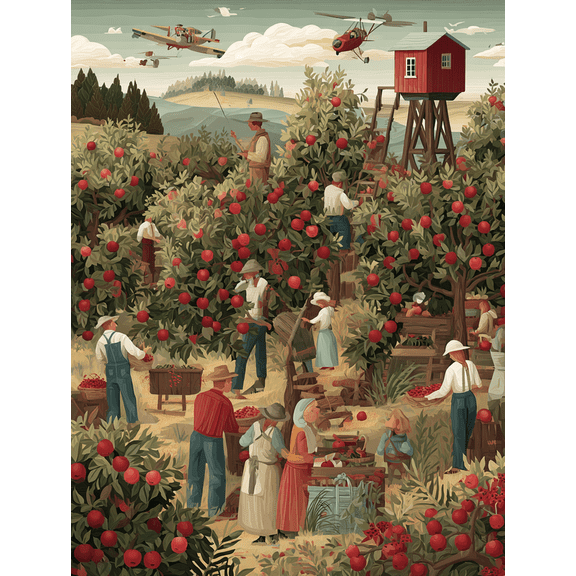 Apple Orchard Harvest Canvas Print, Ideal for Farmhouse, Kitchen, Living Room, Rustic Home Decor