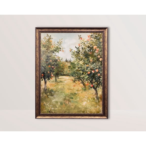 Apple Orchard, Rustic Country, Farmhouse Decor, Vintage Countryside Poster Green Cottagecore Wall Art Farm Trees Art, Unframed Poster Size 24x36